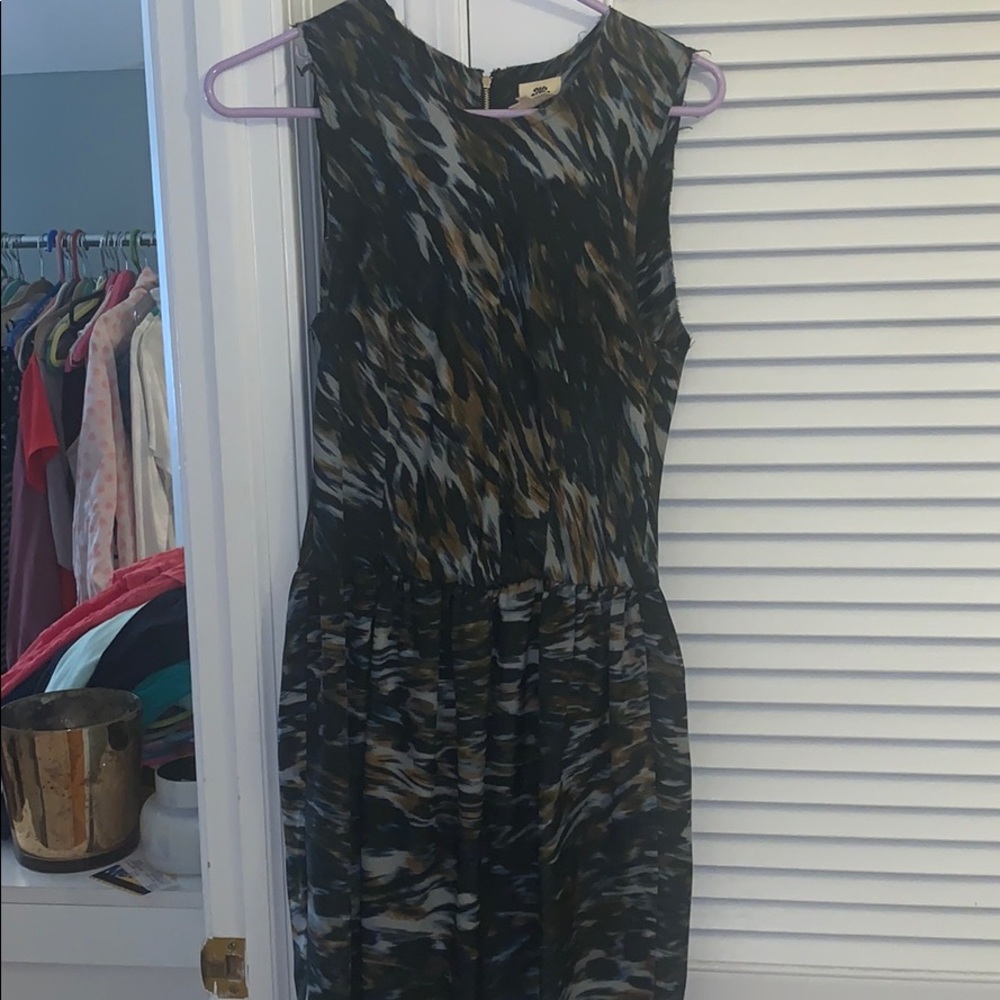 Multicolor A line dress with full zipper back
